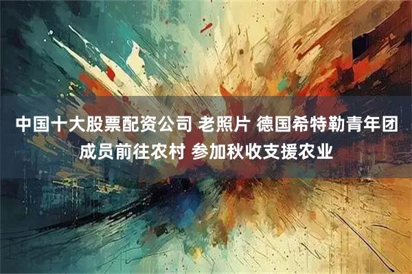 中国十大股票配资公司 老照片 德国希特勒青年团成员前往农村 参加秋收支援农业